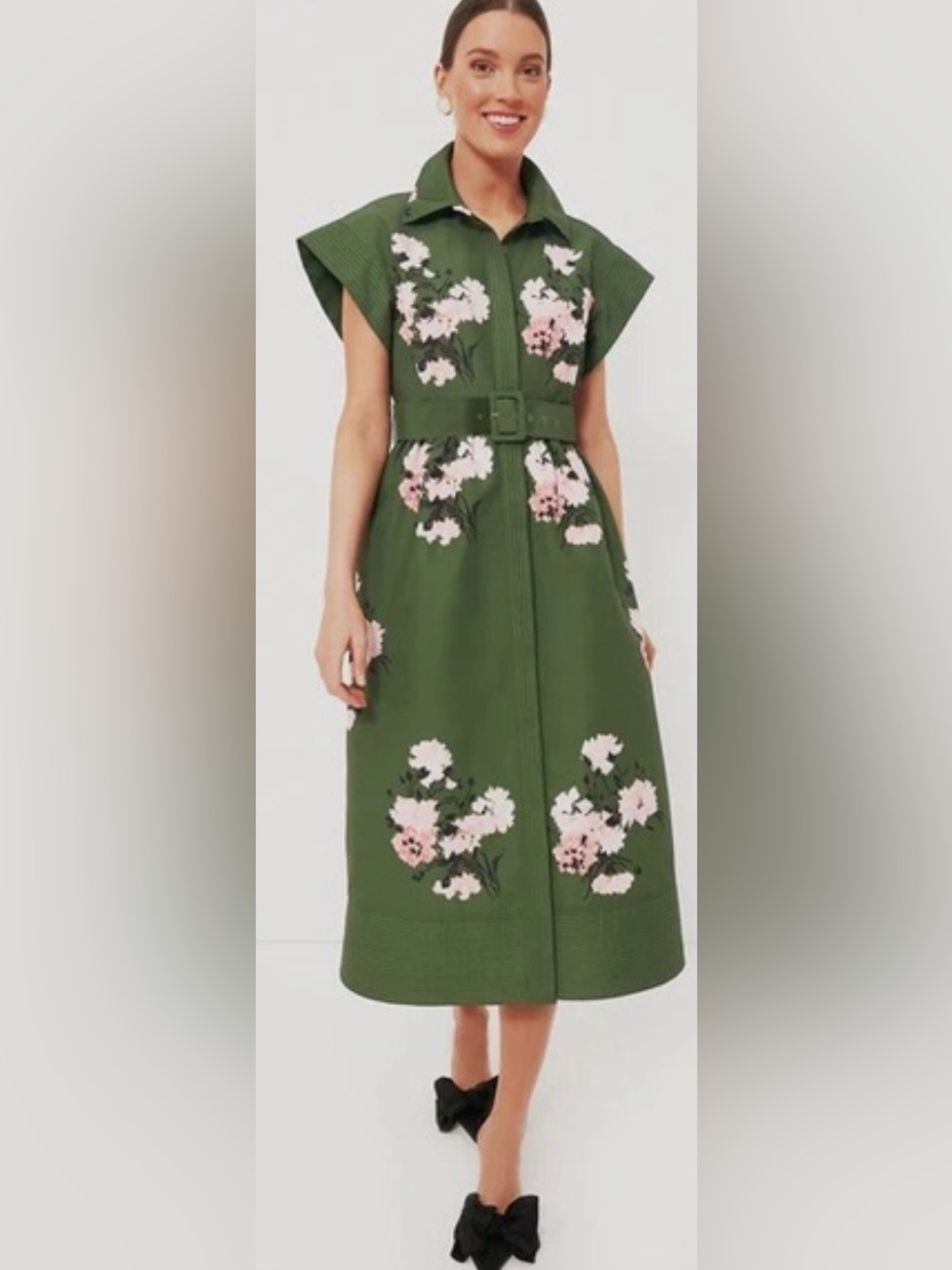 Tuckernuck Olive and Pressed Floral Dress, M, NWOT